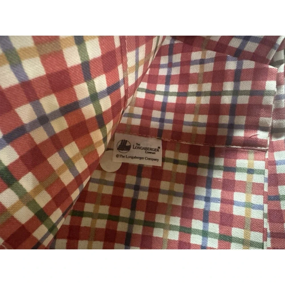 New Longaberger Cherry Plaid Window Valance Red Blue Green Yellow TubG
